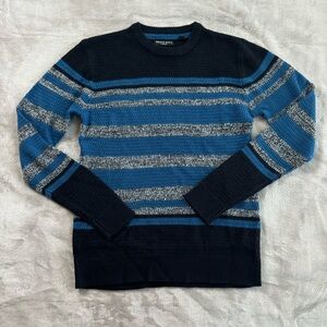 Brave Soul Blue and Black Striped Knit Sweater